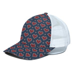 Heart Knitted Pattern Print White Mesh Trucker Cap