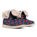 Heart Knitted Pattern Print Winter Boots