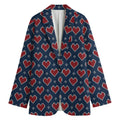 Heart Knitted Pattern Print Women's Cotton Blazer