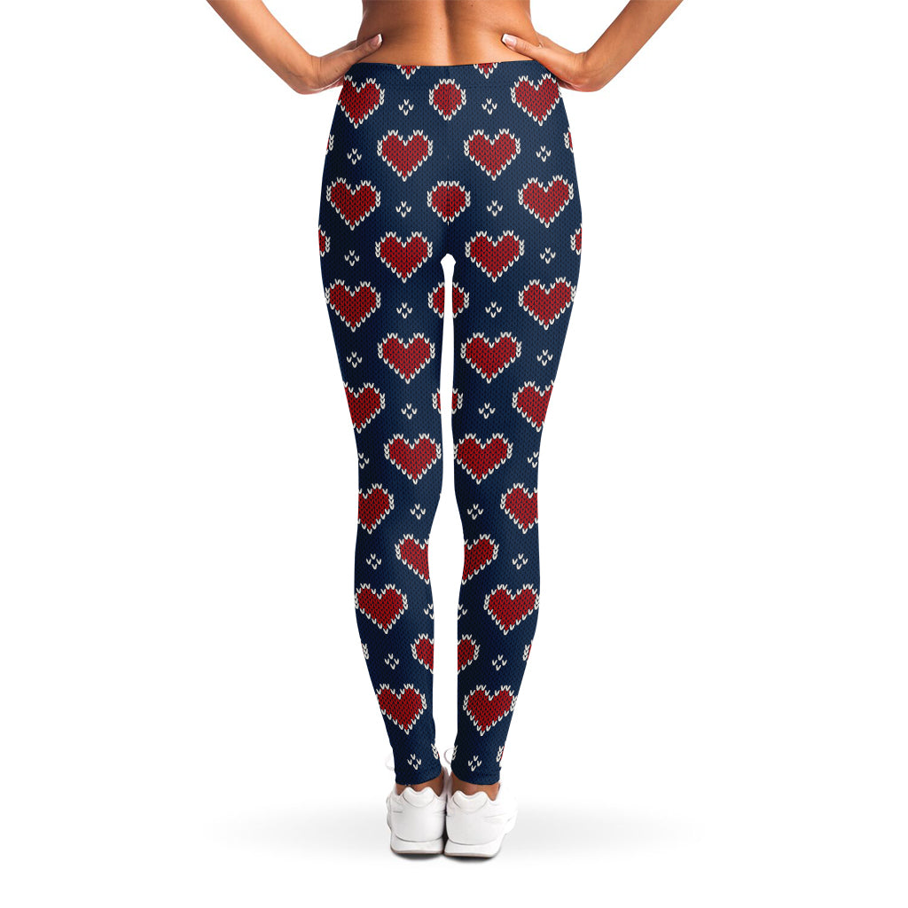 Heart Knitted Pattern Print Women's Leggings