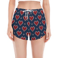 Heart Knitted Pattern Print Women's Split Running Shorts