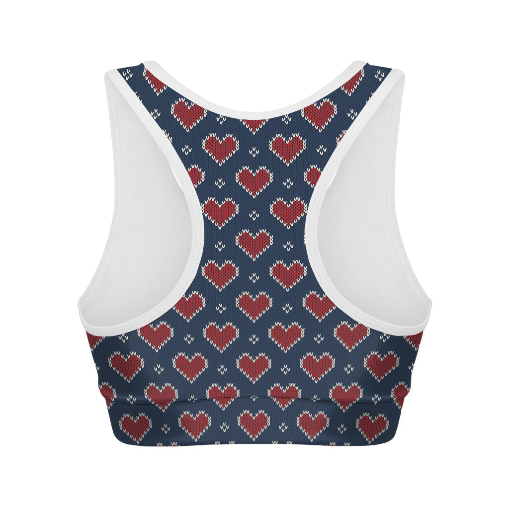 Heart Knitted Pattern Print Women's Sports Bra