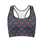 Heart Knitted Pattern Print Women's Sports Bra