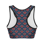 Heart Knitted Pattern Print Women's Sports Bra