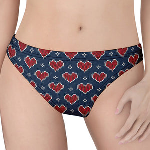 Heart Knitted Pattern Print Women's Thong