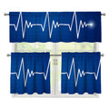 Heartbeat Cardiogram Print 3 Piece Kitchen Curtains