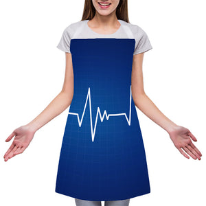Heartbeat Cardiogram Print Adjustable Apron