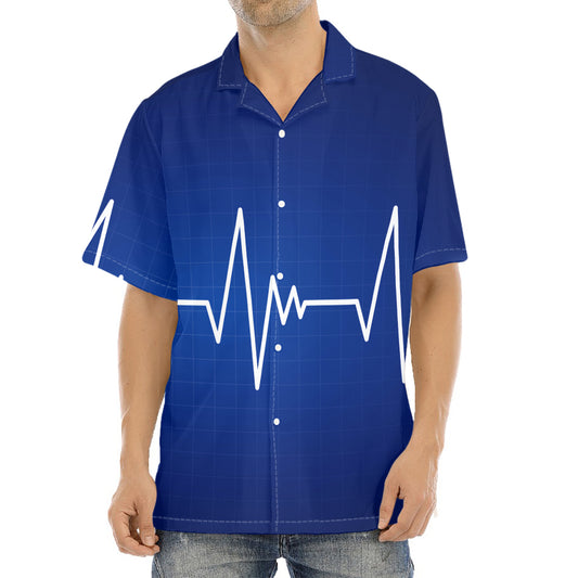 Heartbeat Cardiogram Print Aloha Shirt