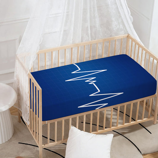 Heartbeat Cardiogram Print Baby Crib Sheet