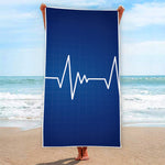 Heartbeat Cardiogram Print Beach Towel