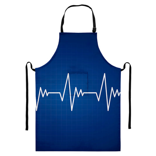 Heartbeat Cardiogram Print Bib Apron With Pocket
