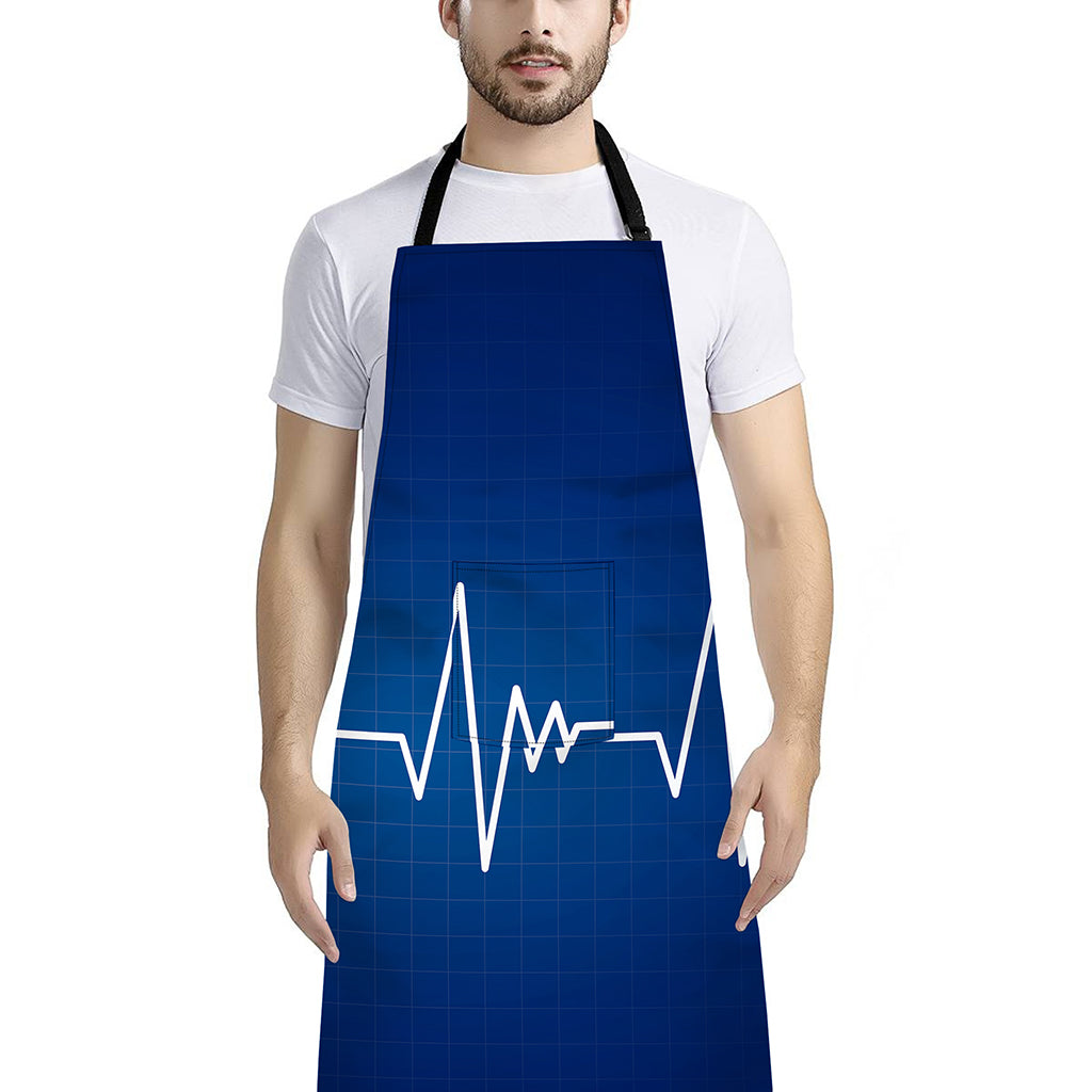 Heartbeat Cardiogram Print Bib Apron With Pocket