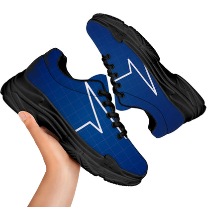 Heartbeat Cardiogram Print Black Chunky Shoes