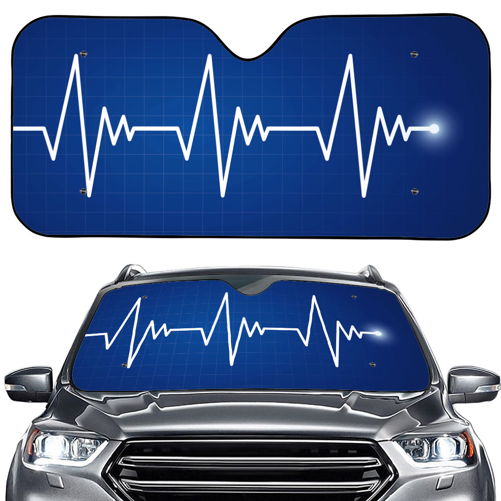 Heartbeat Cardiogram Print Car Windshield Sun Shade