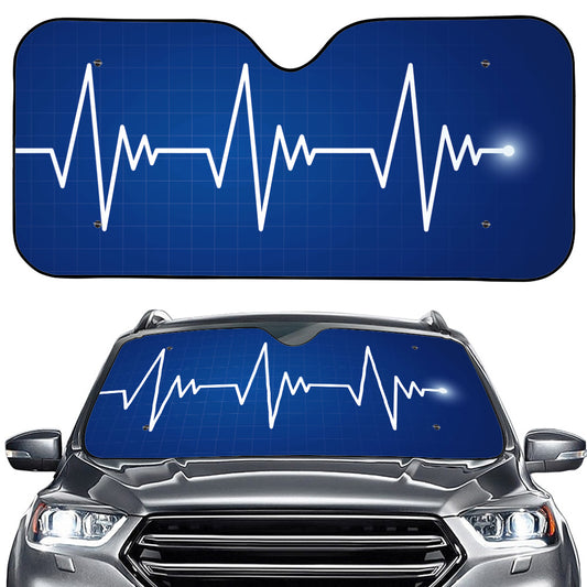 Heartbeat Cardiogram Print Car Windshield Sun Shade