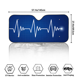 Heartbeat Cardiogram Print Car Windshield Sun Shade