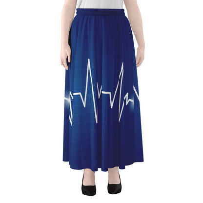 Heartbeat Cardiogram Print Chiffon Maxi Skirt
