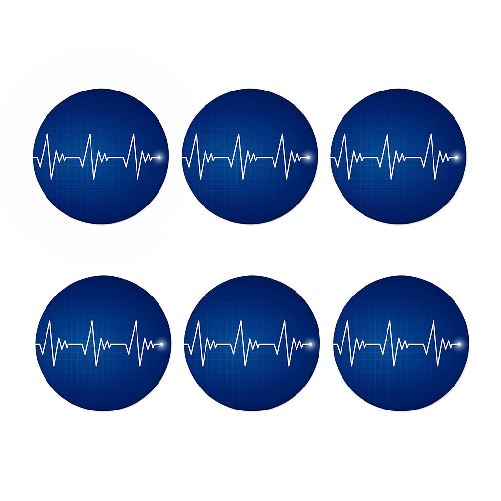 Heartbeat Cardiogram Print Coaster Set