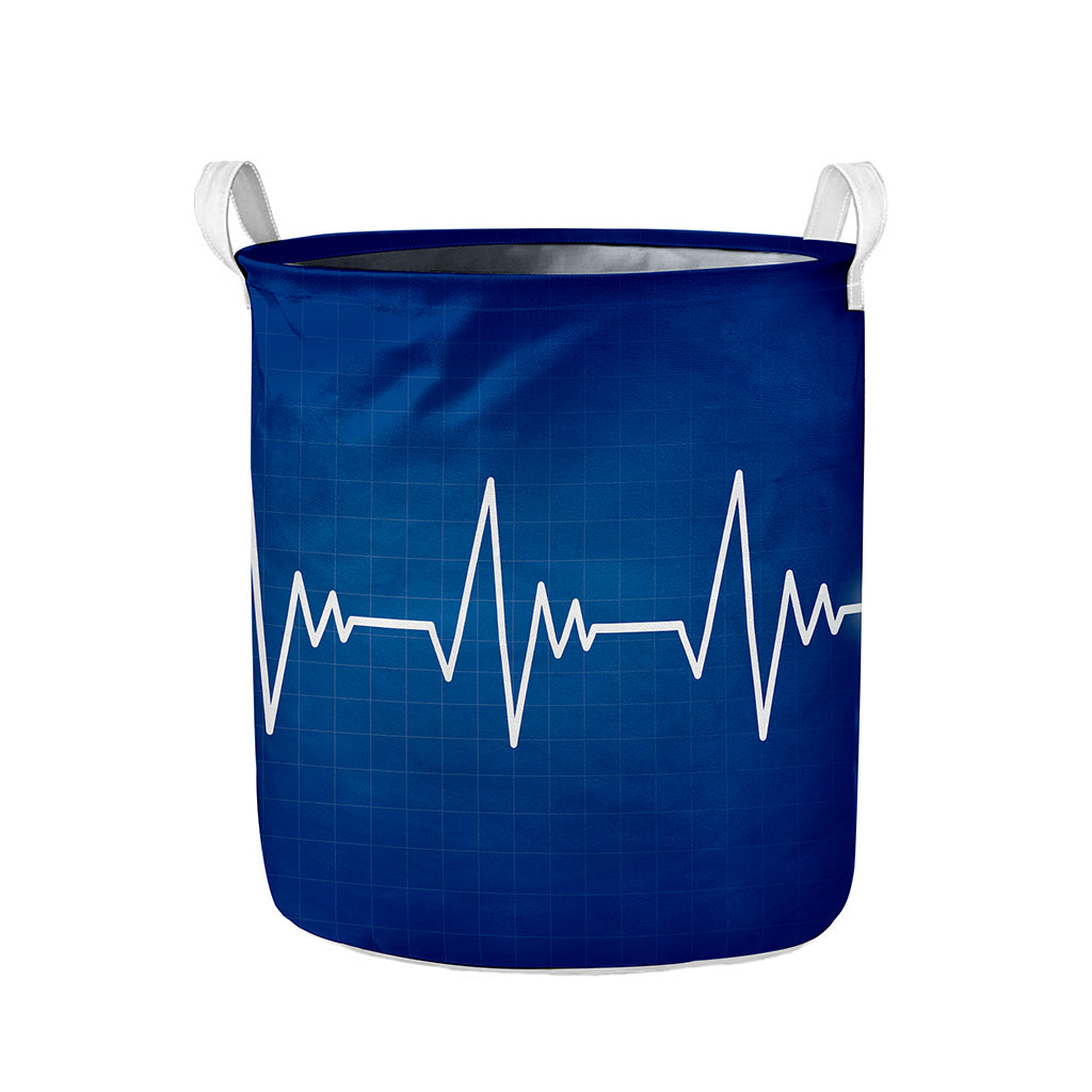 Heartbeat Cardiogram Print Collapsible Laundry Basket