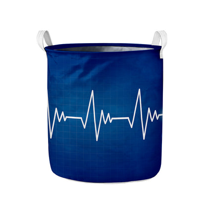 Heartbeat Cardiogram Print Collapsible Laundry Basket