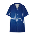 Heartbeat Cardiogram Print Cotton Hawaiian Shirt