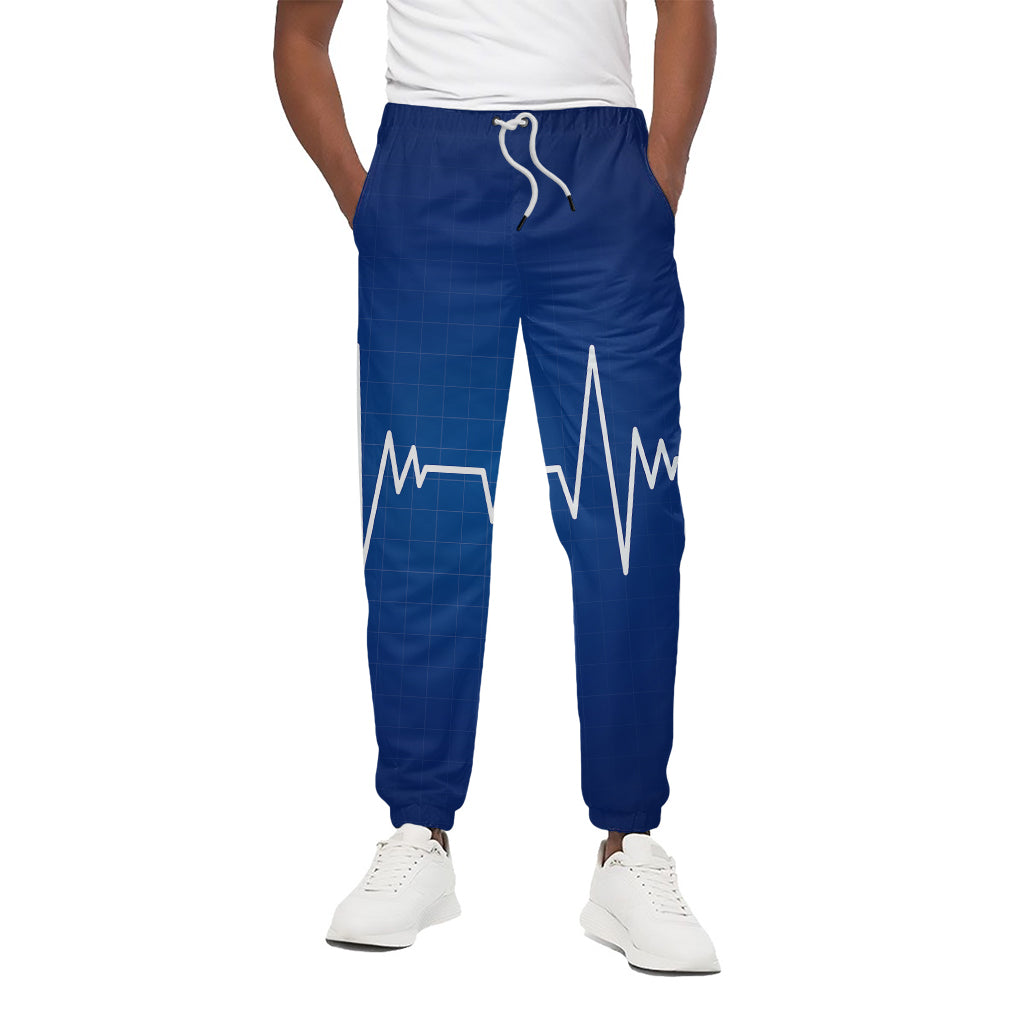Heartbeat Cardiogram Print Cotton Pants