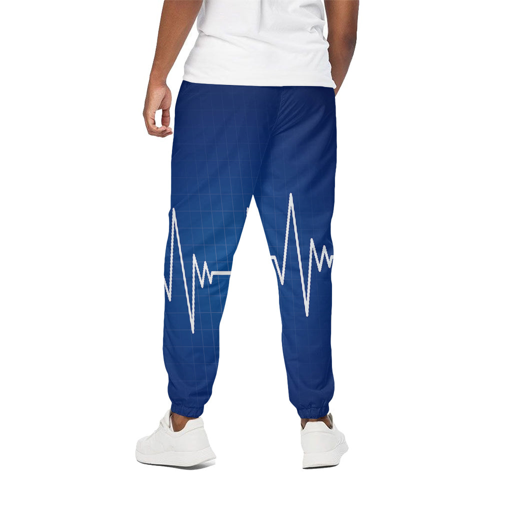 Heartbeat Cardiogram Print Cotton Pants