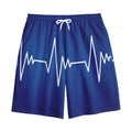 Heartbeat Cardiogram Print Cotton Shorts