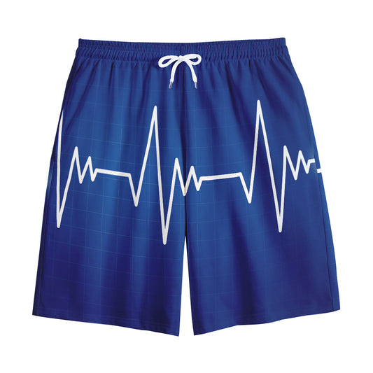 Heartbeat Cardiogram Print Cotton Shorts
