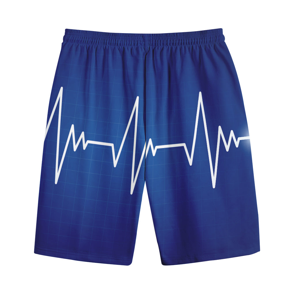 Heartbeat Cardiogram Print Cotton Shorts