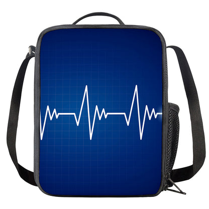 Heartbeat Cardiogram Print Crossbody Lunch Bag