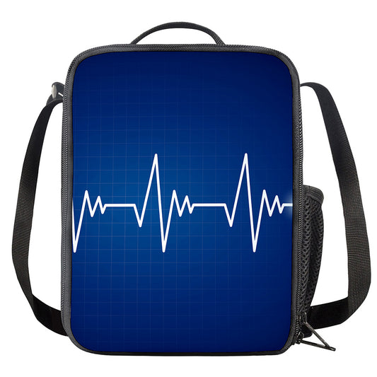 Heartbeat Cardiogram Print Crossbody Lunch Bag