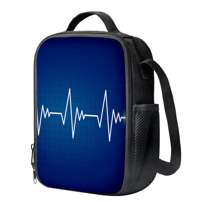 Heartbeat Cardiogram Print Crossbody Lunch Bag