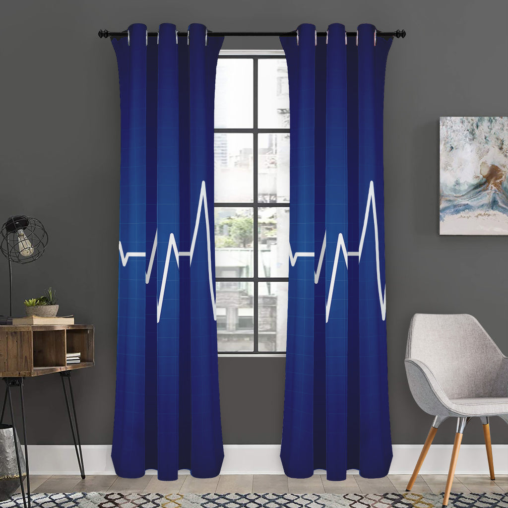 Heartbeat Cardiogram Print Curtain