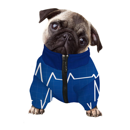 Heartbeat Cardiogram Print Dog Zip Up Jacket