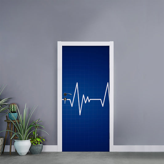 Heartbeat Cardiogram Print Door Sticker