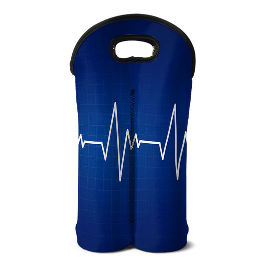 Heartbeat Cardiogram Print Double Neoprene Wine Tote