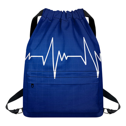 Heartbeat Cardiogram Print Drawstring Backpack