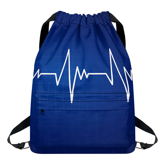 Heartbeat Cardiogram Print Drawstring Backpack