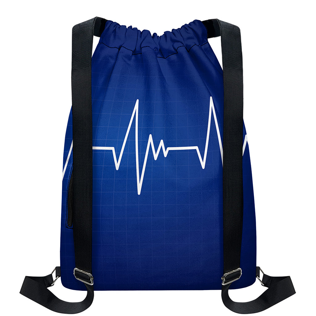 Heartbeat Cardiogram Print Drawstring Backpack