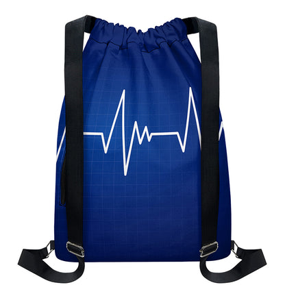 Heartbeat Cardiogram Print Drawstring Backpack