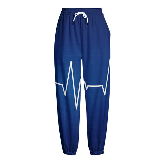 Heartbeat Cardiogram Print Fleece Lined Knit Pants