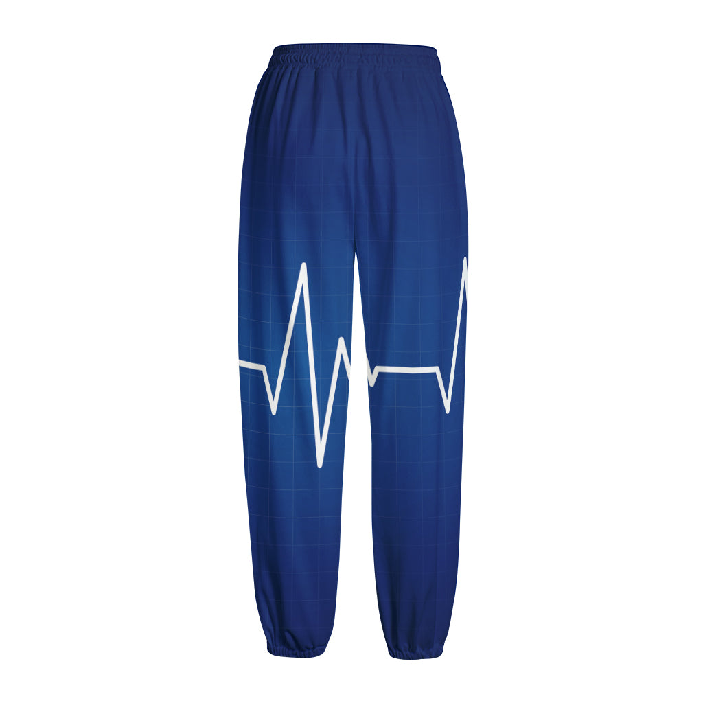 Heartbeat Cardiogram Print Fleece Lined Knit Pants