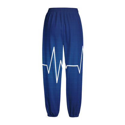 Heartbeat Cardiogram Print Fleece Lined Knit Pants