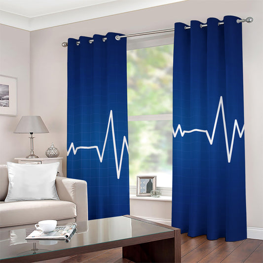 Heartbeat Cardiogram Print Grommet Curtains