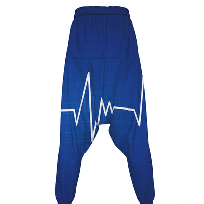Heartbeat Cardiogram Print Hammer Pants
