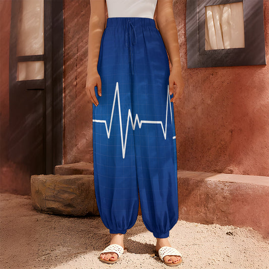 Heartbeat Cardiogram Print Harem Pants