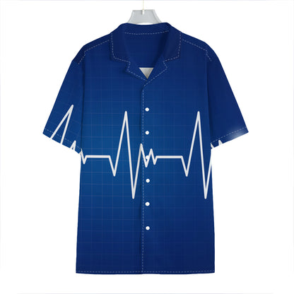 Heartbeat Cardiogram Print Hawaiian Shirt