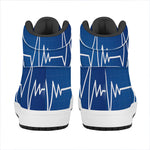 Heartbeat Cardiogram Print High Top Leather Sneakers