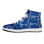 Heartbeat Cardiogram Print High Top Leather Sneakers